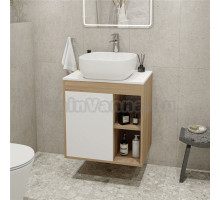 Тумба с раковиной Teymi Nura 60 дуб эврика, матовая белая, раковина Solli 41