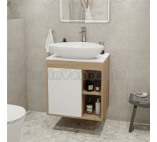 Тумба с раковиной Teymi Nura 60 дуб эврика, матовая белая, раковина Ellie 60