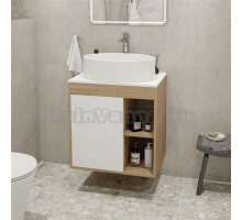 Тумба с раковиной Teymi Nura 60 дуб эврика, матовая белая, раковина Lori 50