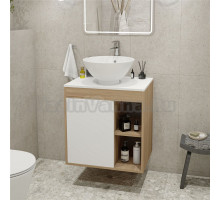 Тумба с раковиной Teymi Nura 60 дуб эврика, матовая белая, раковина Lina kuppi D40