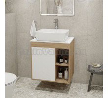 Тумба с раковиной Teymi Nura 60 дуб эврика, матовая белая, раковина Helmi 50