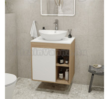 Тумба с раковиной Teymi Nura 60 дуб эврика, матовая белая, раковина Lori 60