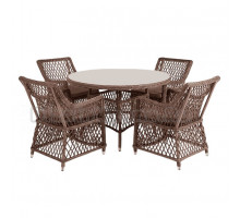 Комплект садовой мебели 5 в 1 4SiS Доппио обеденная группа плетеная, коричневый