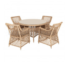 Комплект садовой мебели 5 в 1 4SiS Доппио обеденная группа плетеная, цвет соломенный