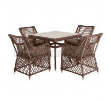 Комплект садовой мебели 5 в 1 4SiS Айриш обеденная группа плетеная, коричневый