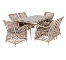 Комплект садовой мебели 7 в 1 4SiS Латте обеденная группа плетеная, на 6 персон, бежевый