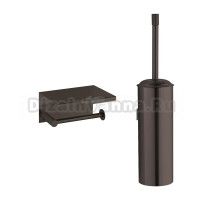 Набор Держатель Boheme Uno 10971-GM, gun metal с полкой для телефона + Ершик 10984-GM, gun metal