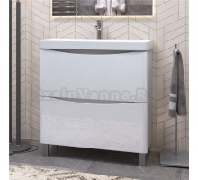 Тумба с раковиной Vigo Glem 80 напольная, 2 ящика, белая, раковина Velvex 9595 80