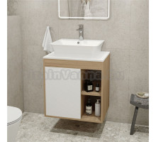 Тумба с раковиной Teymi Nura 60 дуб эврика, матовая белая, раковина Aina 49