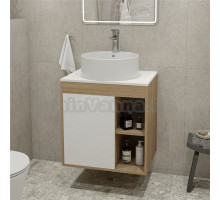 Тумба с раковиной Teymi Nura 60 дуб эврика, матовая белая, раковина Lina S D40