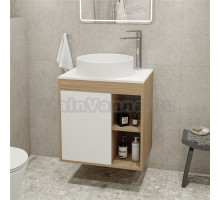 Тумба с раковиной Teymi Nura 60 дуб эврика, матовая белая, раковина Lina D41