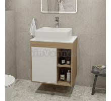 Тумба с раковиной Teymi Nura 60 дуб эврика, матовая белая, раковина Helmi S 48