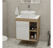 Тумба с раковиной Teymi Nura 60 дуб эврика, матовая белая, раковина Solli 40