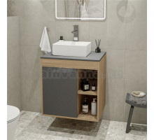 Тумба с раковиной Teymi Nura 60 дуб эврика, матовый графит, раковина Helmi Mini 38