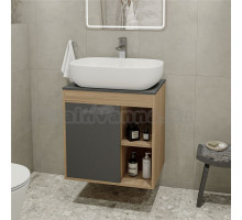 Тумба с раковиной Teymi Nura 60 дуб эврика, матовый графит, раковина Solli 60