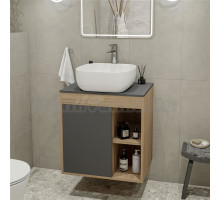 Тумба с раковиной Teymi Nura 60 дуб эврика, матовый графит, раковина Solli 41