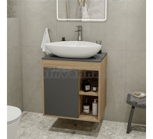 Тумба с раковиной Teymi Nura 60 дуб эврика, матовый графит, раковина Ellie 60