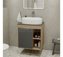 Тумба с раковиной Teymi Nura 60 дуб эврика, матовый графит, раковина Iva 52