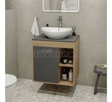 Тумба с раковиной Teymi Nura 60 дуб эврика, матовый графит, раковина Lori 60