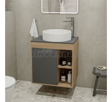 Тумба с раковиной Teymi Nura 60 дуб эврика, матовый графит, раковина Lina D41