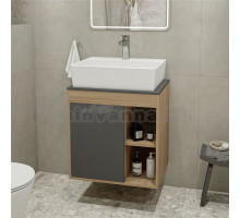 Тумба с раковиной Teymi Nura 60 дуб эврика, матовый графит, раковина Aina 56