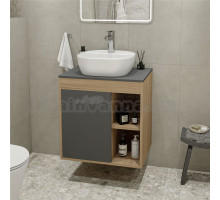 Тумба с раковиной Teymi Nura 60 дуб эврика, матовый графит, раковина Solli 40