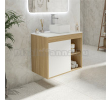 Тумба с раковиной Teymi Nura 70 дуб эврика, матовая белая, раковина Helmi Mini 24