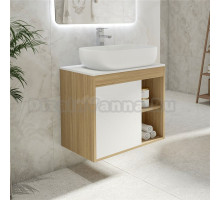 Тумба с раковиной Teymi Nura 70 дуб эврика, матовая белая, раковина Solli 60