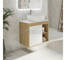 Тумба с раковиной Teymi Nura 70 дуб эврика, матовая белая, раковина Solli 41