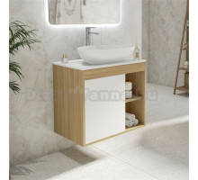 Тумба с раковиной Teymi Nura 70 дуб эврика, матовая белая, раковина Ellie 60