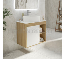 Тумба с раковиной Teymi Nura 70 дуб эврика, матовая белая, раковина Lori 50