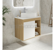 Тумба с раковиной Teymi Nura 70 дуб эврика, матовая белая, раковина Iva 52