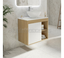 Тумба с раковиной Teymi Nura 70 дуб эврика, матовая белая, раковина Lina kuppi D40