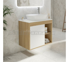 Тумба с раковиной Teymi Nura 70 дуб эврика, матовая белая, раковина Kati 43