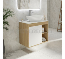 Тумба с раковиной Teymi Nura 70 дуб эврика, матовая белая, раковина Lori 60