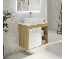 Тумба с раковиной Teymi Nura 70 дуб эврика, матовая белая, раковина Aina 49