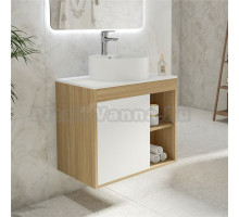 Тумба с раковиной Teymi Nura 70 дуб эврика, матовая белая, раковина Lina S D40