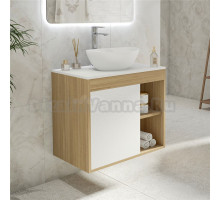 Тумба с раковиной Teymi Nura 70 дуб эврика, матовая белая, раковина Lori 40