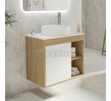 Тумба с раковиной Teymi Nura 70 дуб эврика, матовая белая, раковина Lina D41