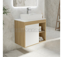 Тумба с раковиной Teymi Nura 70 дуб эврика, матовая белая, раковина Helmi S 48