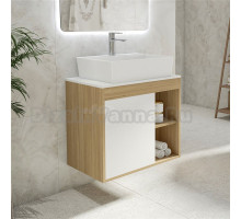 Тумба с раковиной Teymi Nura 70 дуб эврика, матовая белая, раковина Aina 56