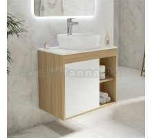 Тумба с раковиной Teymi Nura 70 дуб эврика, матовая белая, раковина Solli 40