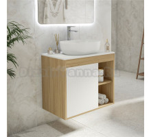 Тумба с раковиной Teymi Nura 70 дуб эврика, матовая белая, раковина Solli 48