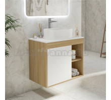 Тумба с раковиной Teymi Nura 70 дуб эврика, матовая белая, раковина Iva 46