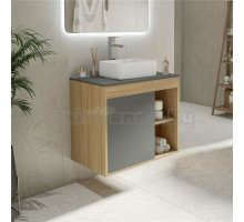 Тумба с раковиной Teymi Nura 70 дуб эврика, матовый графит, раковина Helmi Mini 38