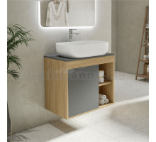 Тумба с раковиной Teymi Nura 70 дуб эврика, матовый графит, раковина Solli 60