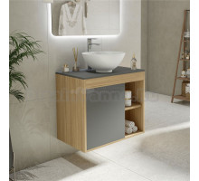 Тумба с раковиной Teymi Nura 70 дуб эврика, матовый графит, раковина Lina kuppi D40