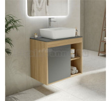 Тумба с раковиной Teymi Nura 70 дуб эврика, матовый графит, раковина Helmi 50