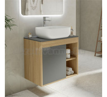 Тумба с раковиной Teymi Nura 70 дуб эврика, матовый графит, раковина Solli 50