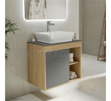 Тумба с раковиной Teymi Nura 70 дуб эврика, матовый графит, раковина Aina 49